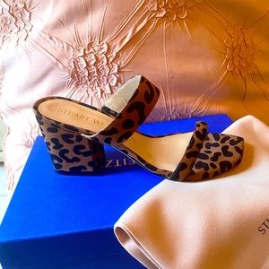 Sandles Stuart Weitzman Leopard Block Heels size 8